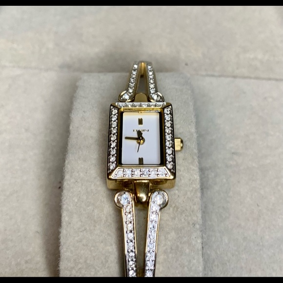 Elgin Austrian Crystal Accented Half-Bangle Watch - Picture 2 of 10